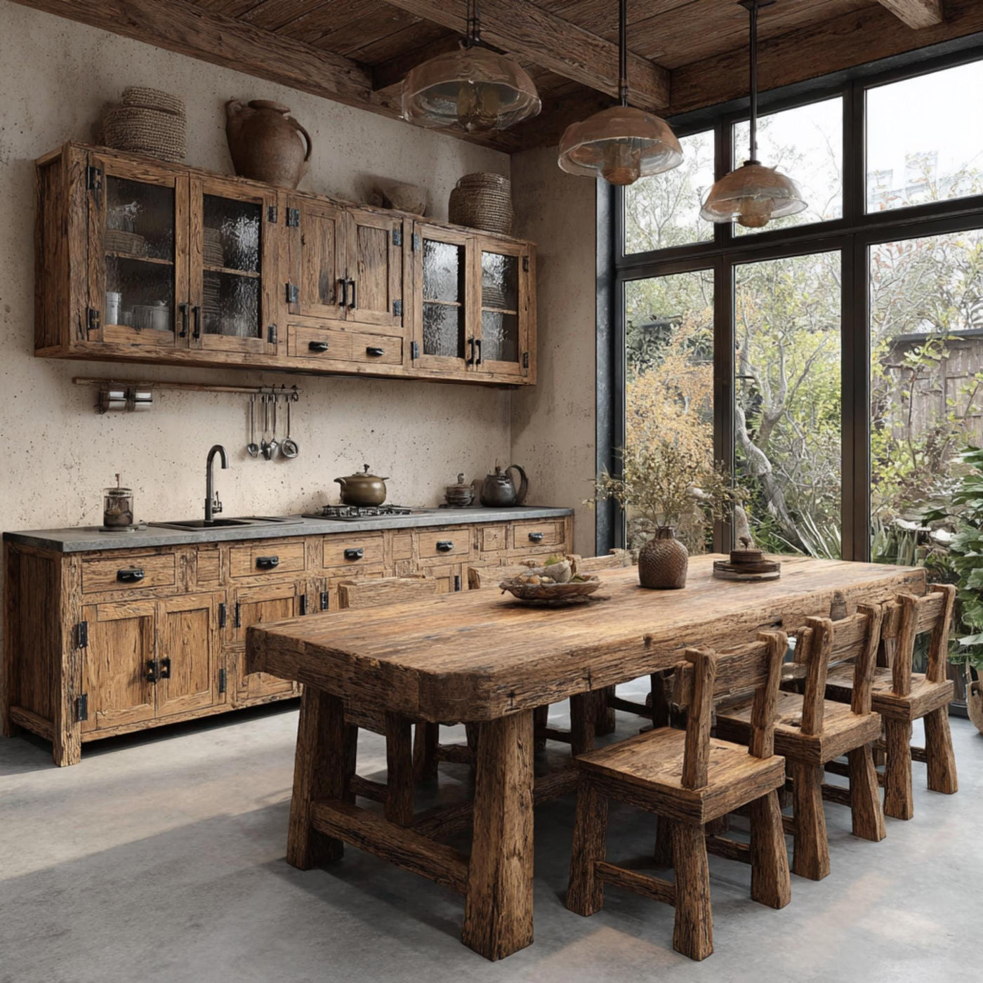 Farmhouse Wooden Dining Table – Handmade Solid Walnut Table – Rustic Live Edge Wooden Kitchen Table - Live Edge Wooden Table