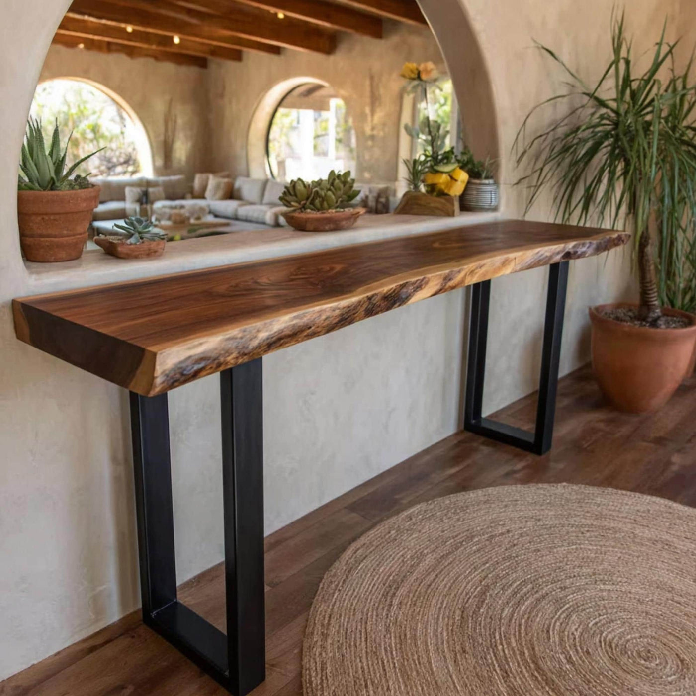 Handmade Live Edge Walnut Console Table – Rustic Entryway Furniture