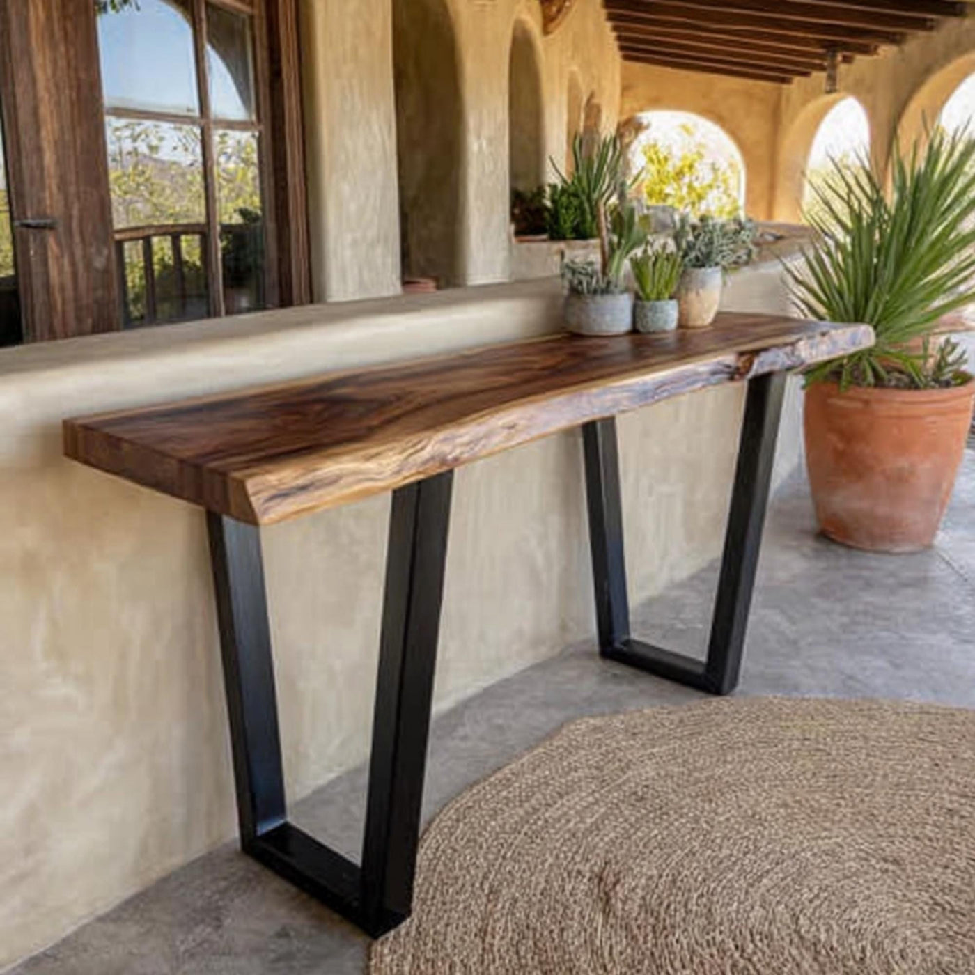 Handmade Live Edge Walnut Console Table – Rustic Entryway Furniture