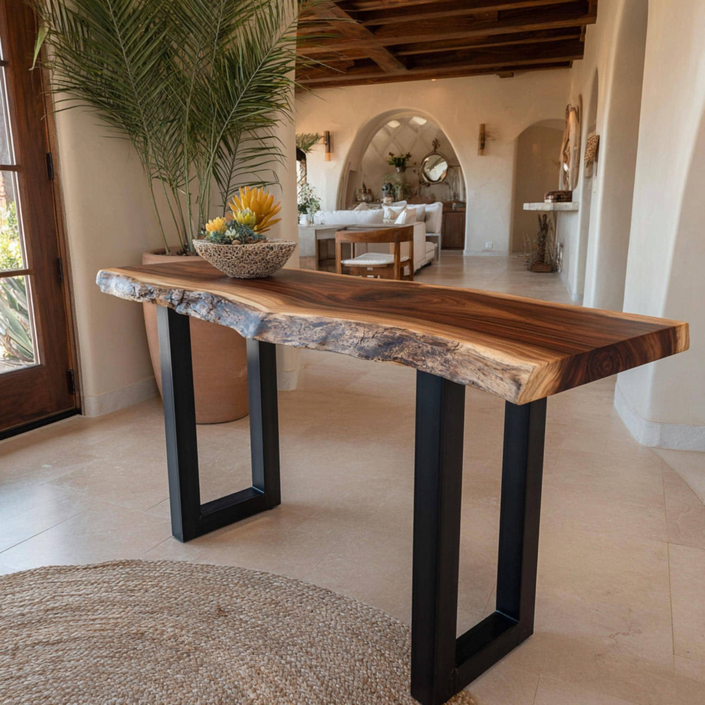 Handmade Live Edge Walnut Console Table – Rustic Entryway Furniture