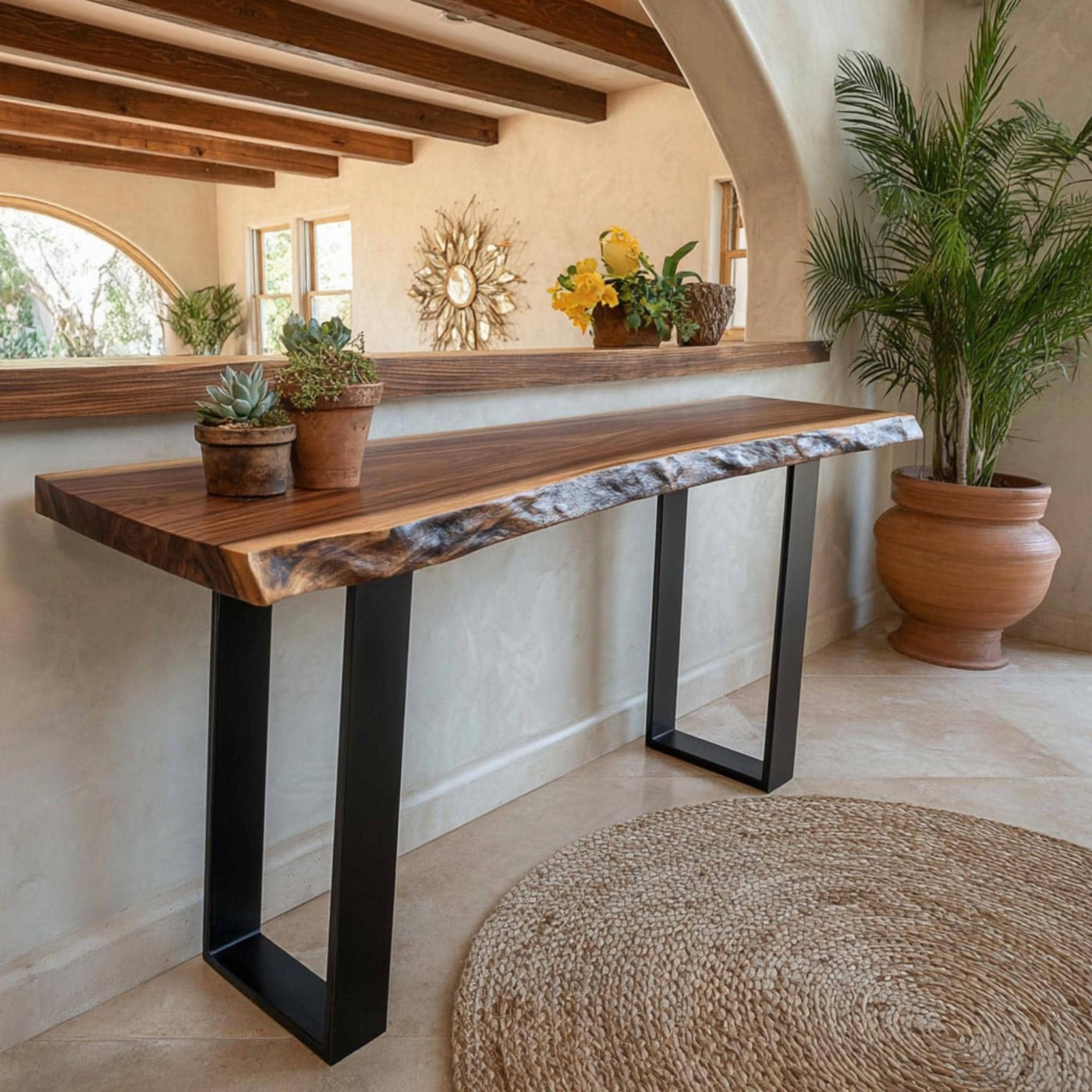 Handmade Live Edge Walnut Console Table – Rustic Entryway Furniture