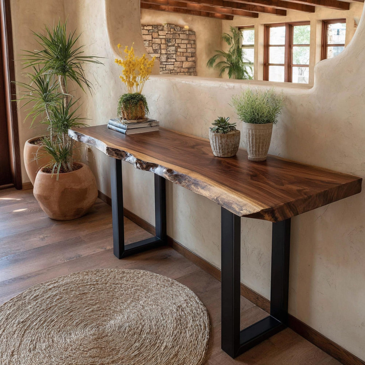 Handmade Live Edge Walnut Console Table – Rustic Entryway Furniture