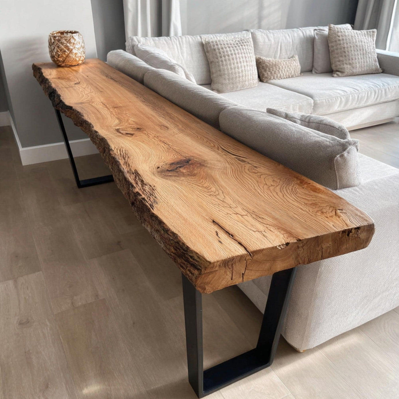 Handmade Live Edge Walnut Console Table – Rustic Modern Entryway