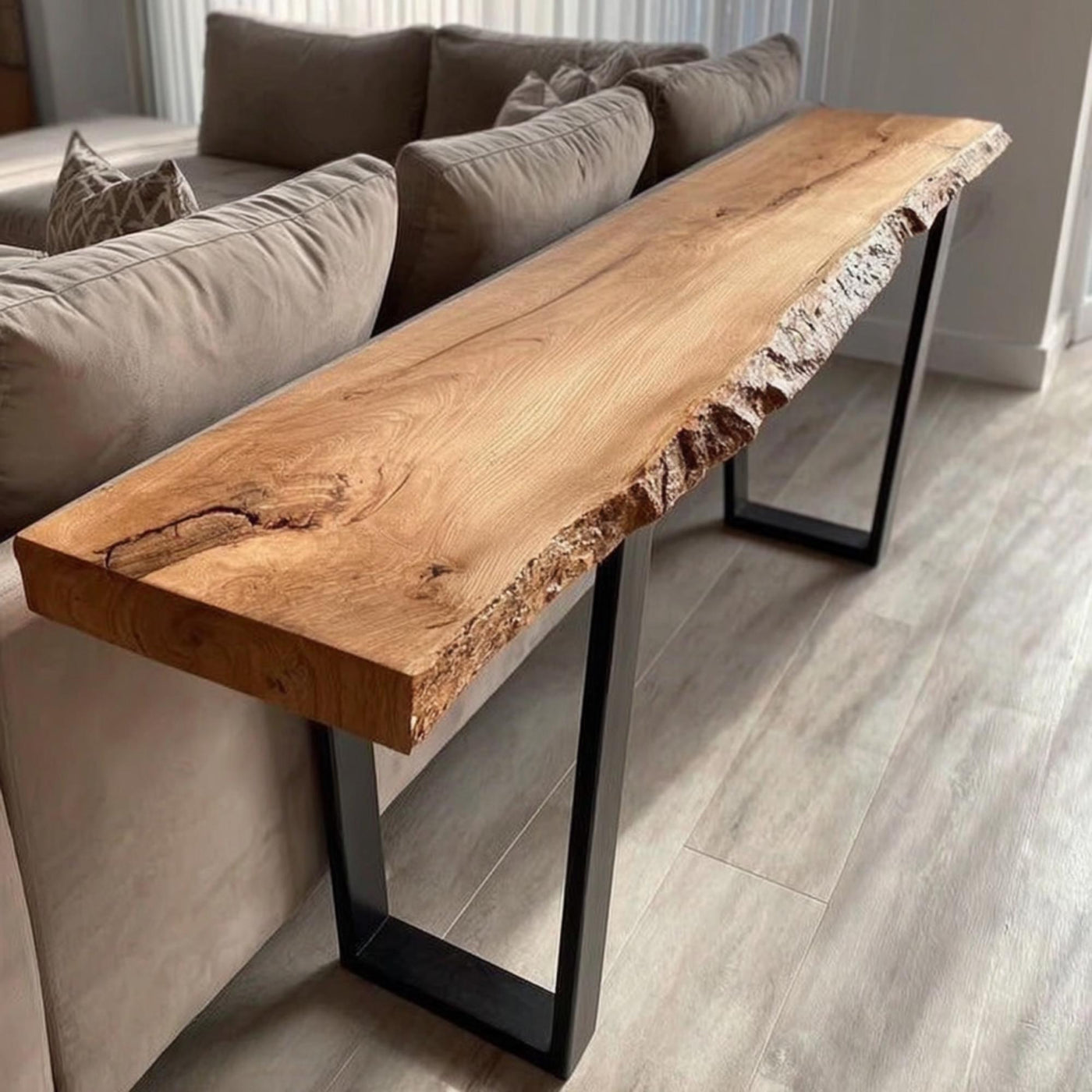 Handmade Live Edge Walnut Console Table – Rustic Modern Entryway