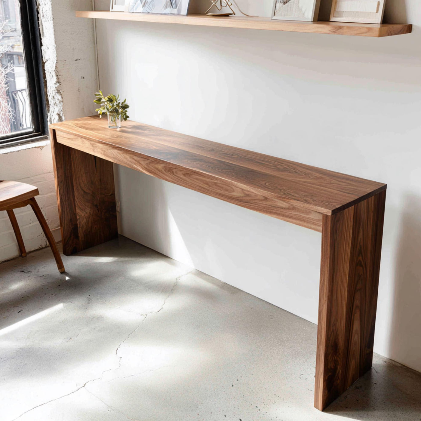 Handmade Walnut Console Table – Solid Wood Entryway Furniture
