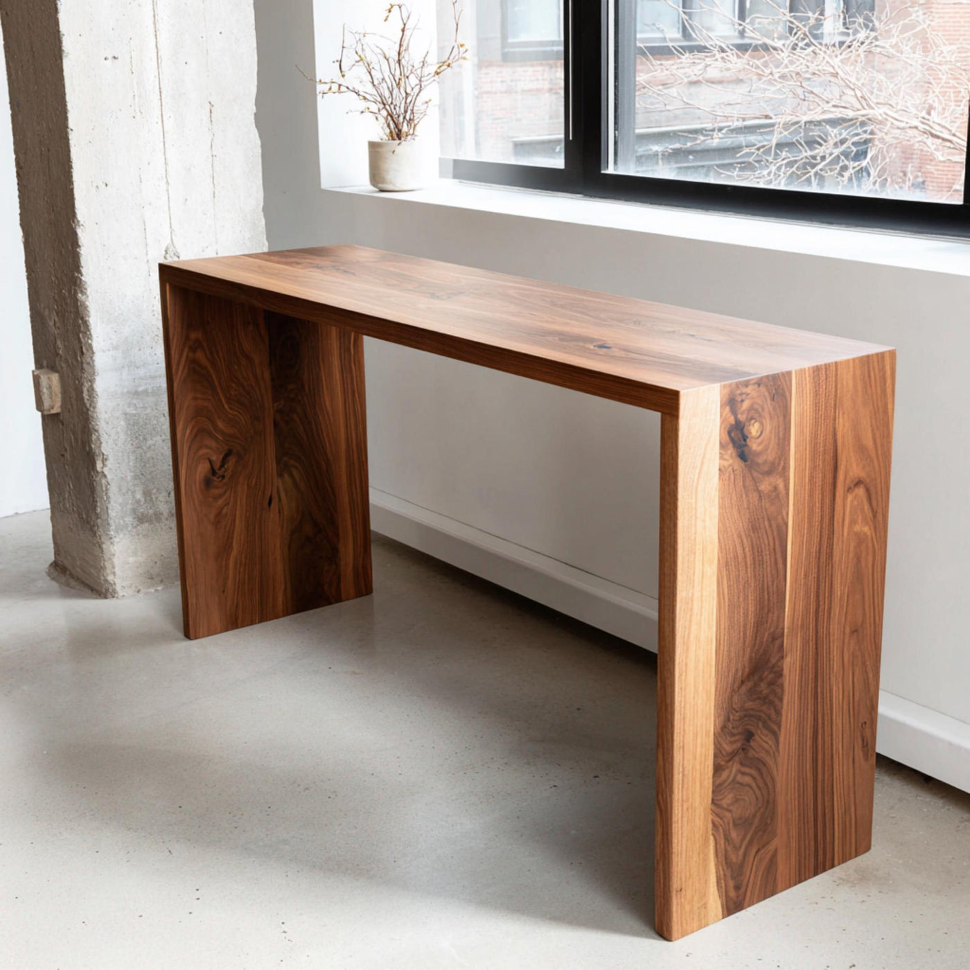 Handmade Walnut Console Table – Solid Wood Entryway Furniture