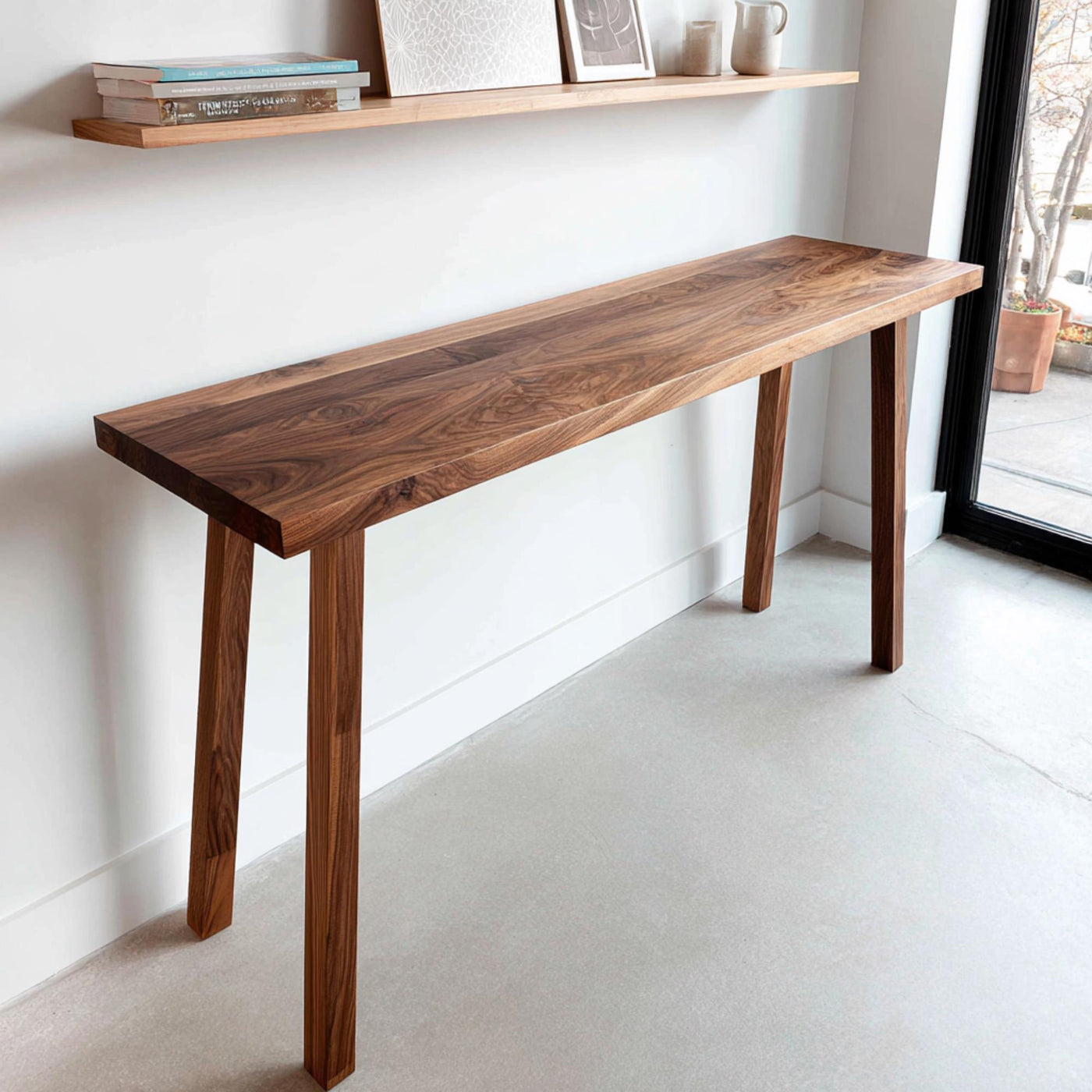 Handmade Walnut Console Table – Solid Wood Entryway Furniture