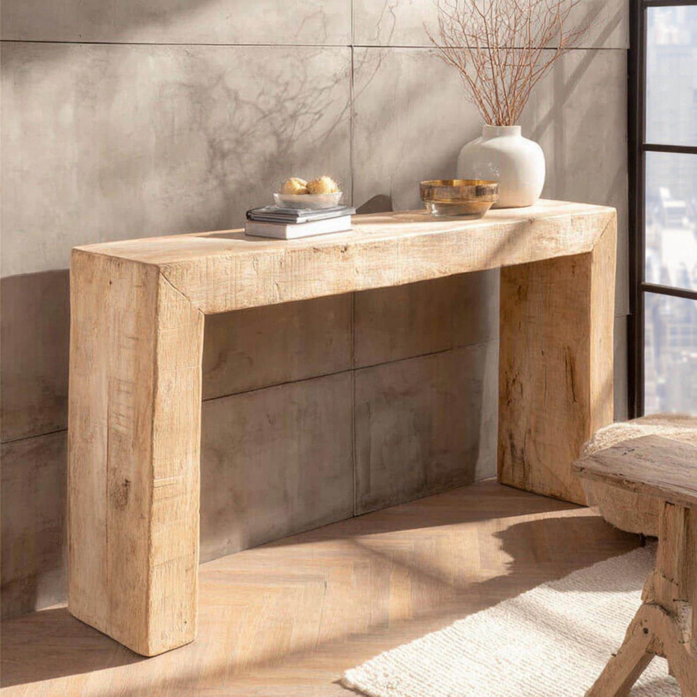 Handcrafted Solid Wood Console Table – Rustic Entryway Furniture